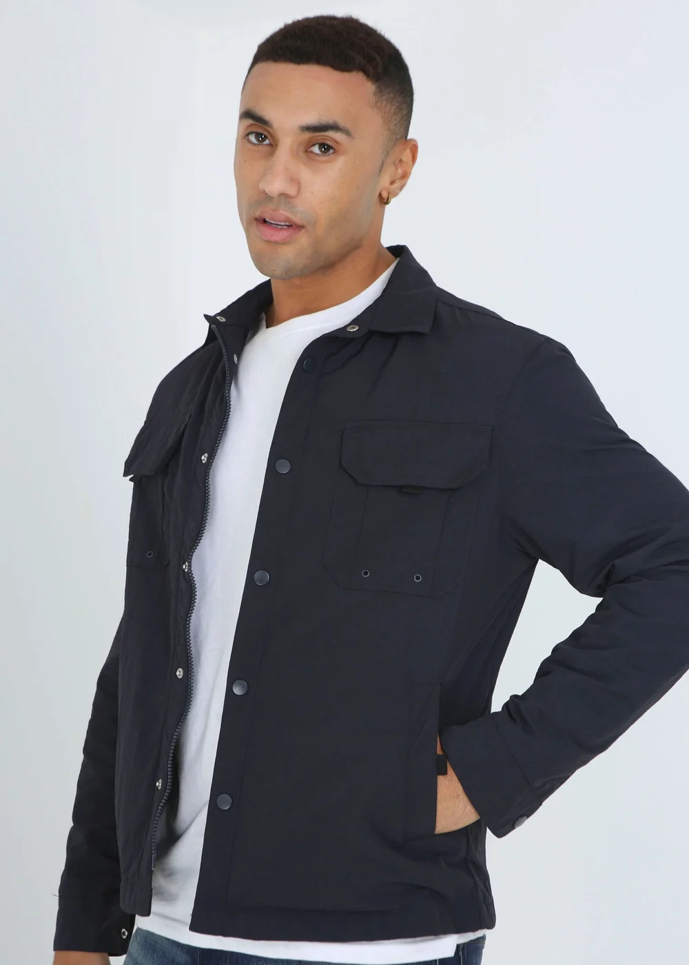 Brave Soul Navy Lightweight Shacket - S Image 1