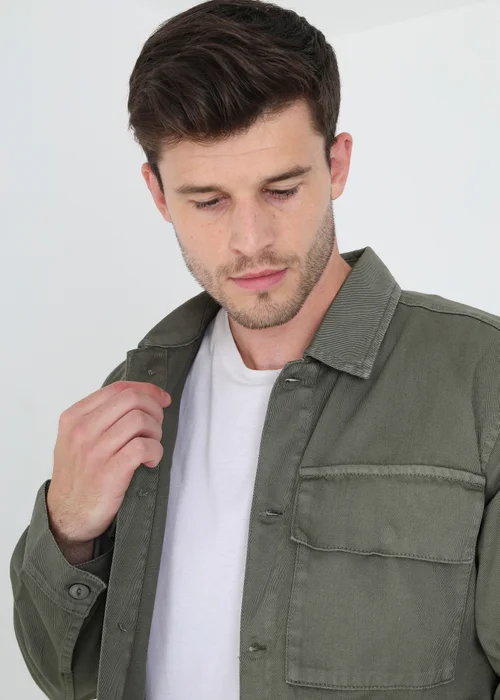 Brave Soul Soft Green Cotton Twill Shacket - L Image 3