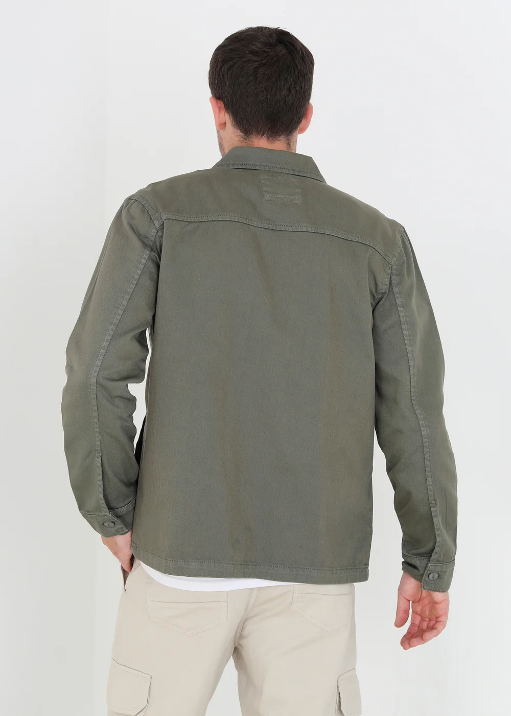 Brave Soul Soft Green Cotton Twill Shacket - L Image 2