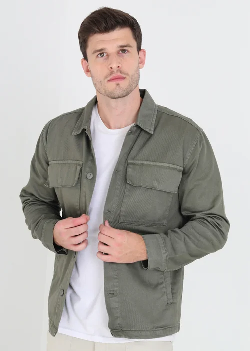 Brave Soul Soft Green Cotton Twill Shacket - L Image 1