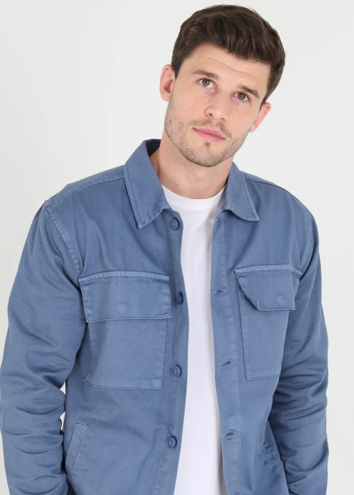 Brave Soul Blue Cotton Twill Shacket - S Image 3