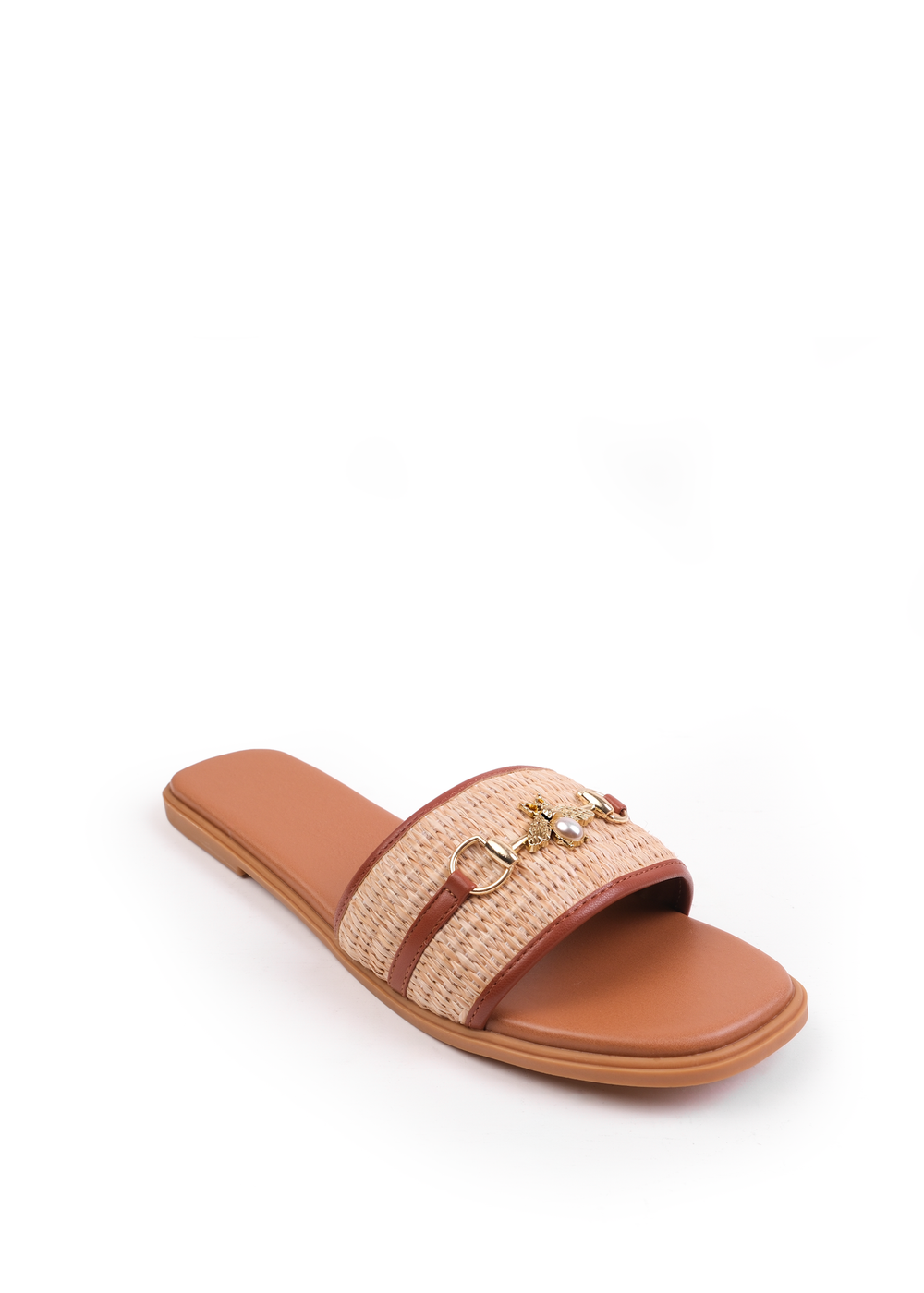 Where's That From Tan PU Harmony Straw Detail Strap Sandals - 3 Image 1