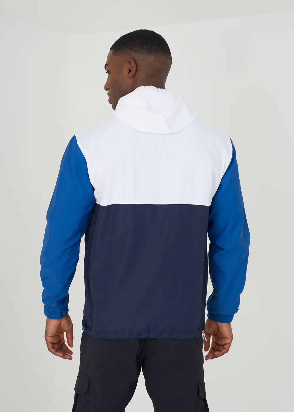 Brave Soul Navy Colourblock Hooded Windrunner Jacket - S Image 2