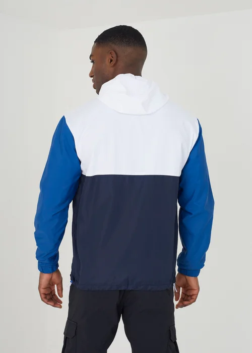 Brave Soul Navy Colourblock Hooded Windrunner Jacket - S Image 2