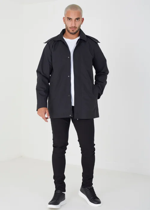 Brave Soul Black Lightweight Hooded Mac - S Image 3