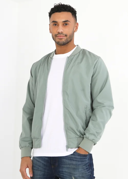 Brave Soul Soft Green Bomber Jacket - S Image 1