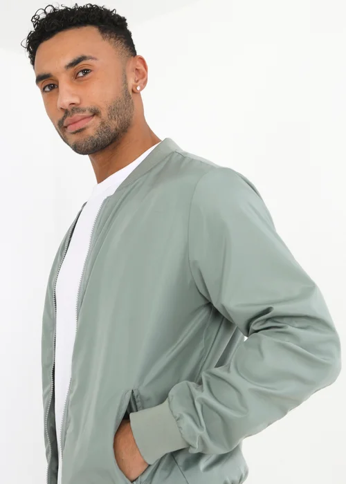 Brave Soul Soft Green Bomber Jacket - S Image 3