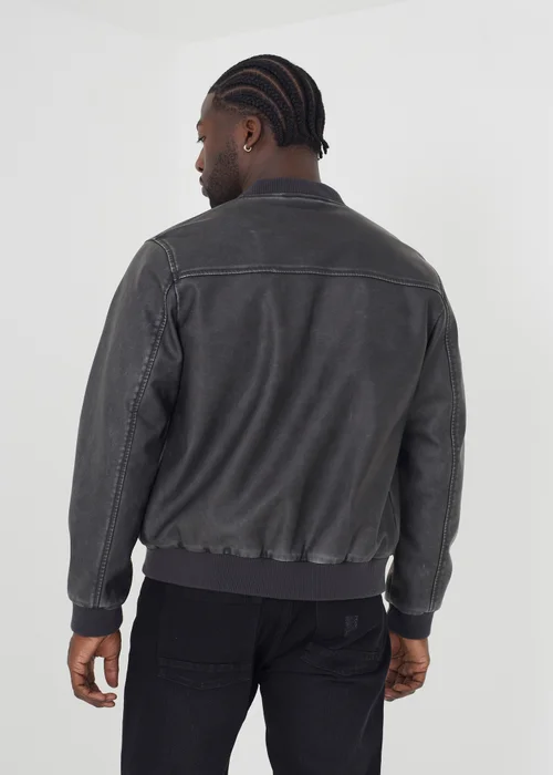Brave Soul Black PU Bomber Jacket - S Image 2