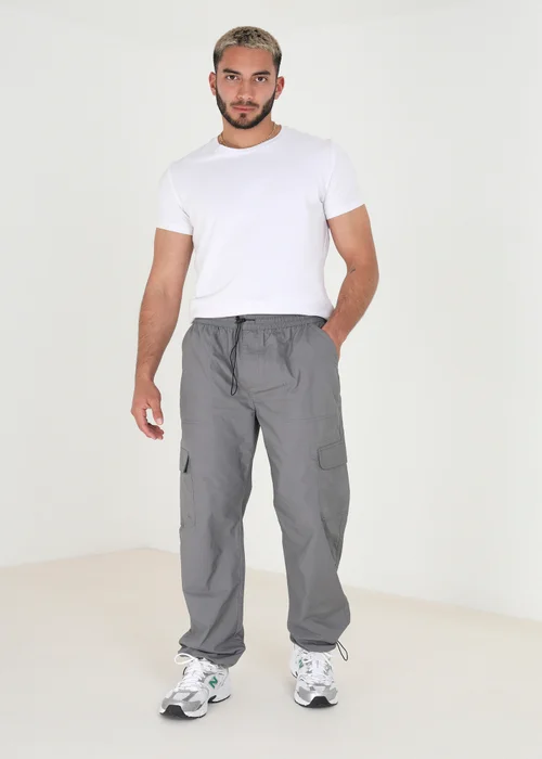 Brave Soul Dark Grey Cotton Poplin Cargo Trousers - 30/L32 Image 3