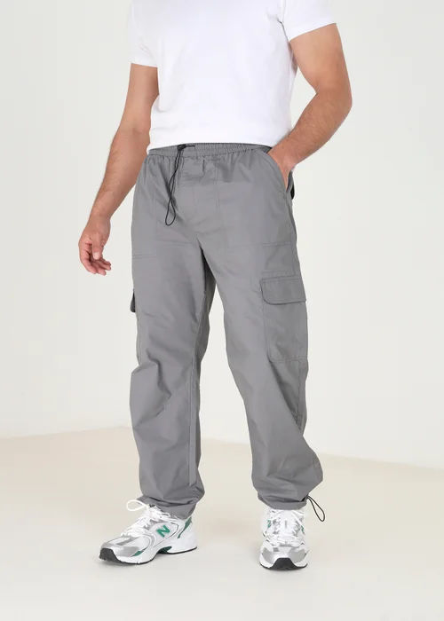 Brave Soul Dark Grey Cotton Poplin Cargo Trousers - 30/L32 Image 1