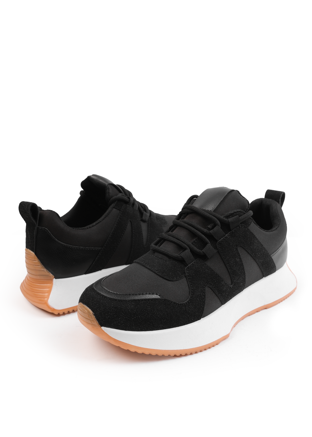 Where's That From Black PU with Suede Detail Runner Trainers - 3 Image 2