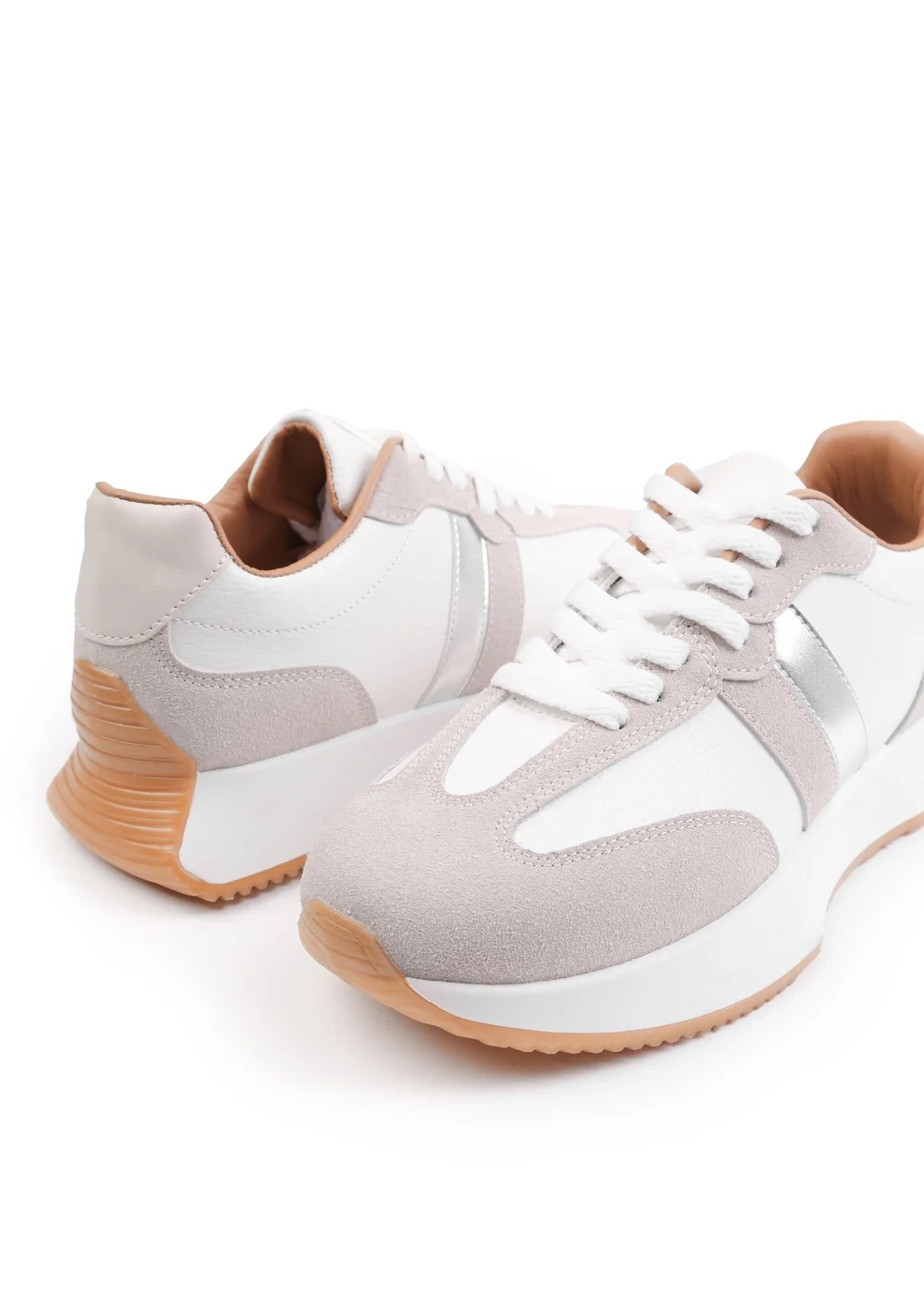 Where's That From White PU Pulse Runner Trainers - 3 Image 2