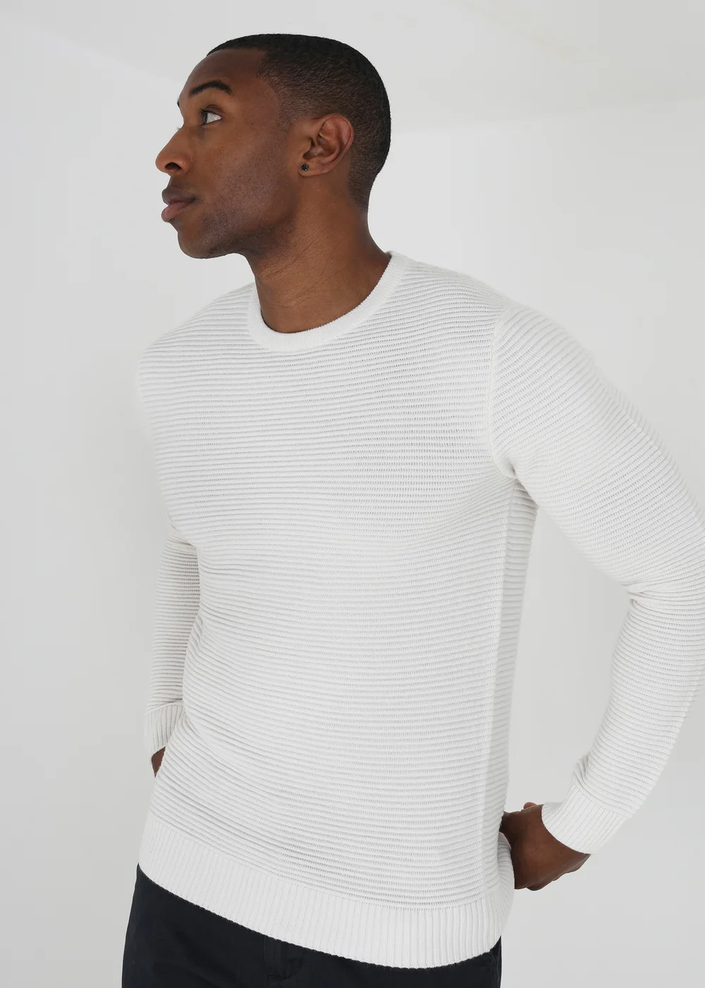 Brave Soul Ecru Crew Neck Knitted Jumper - S Image 3
