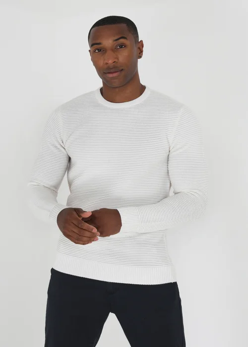 Brave Soul Ecru Crew Neck Knitted Jumper - S Image 1