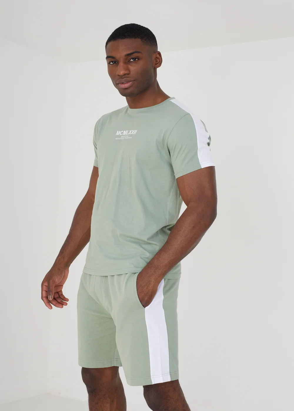 Brave Soul Green T-Shirt & Short Co-ord Set - Small Image 1