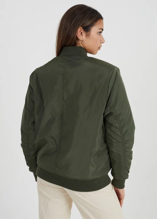 Brave Soul Khaki Ruched Sleeve Oversized Bomber Jacket - 8 Image 2