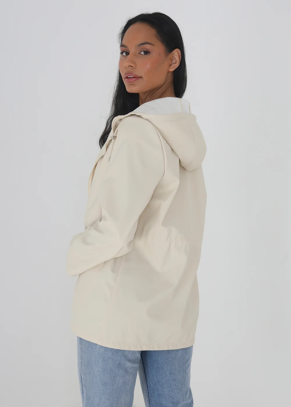 Brave Soul Cream Hooded Rain Mac - 8 Image 2