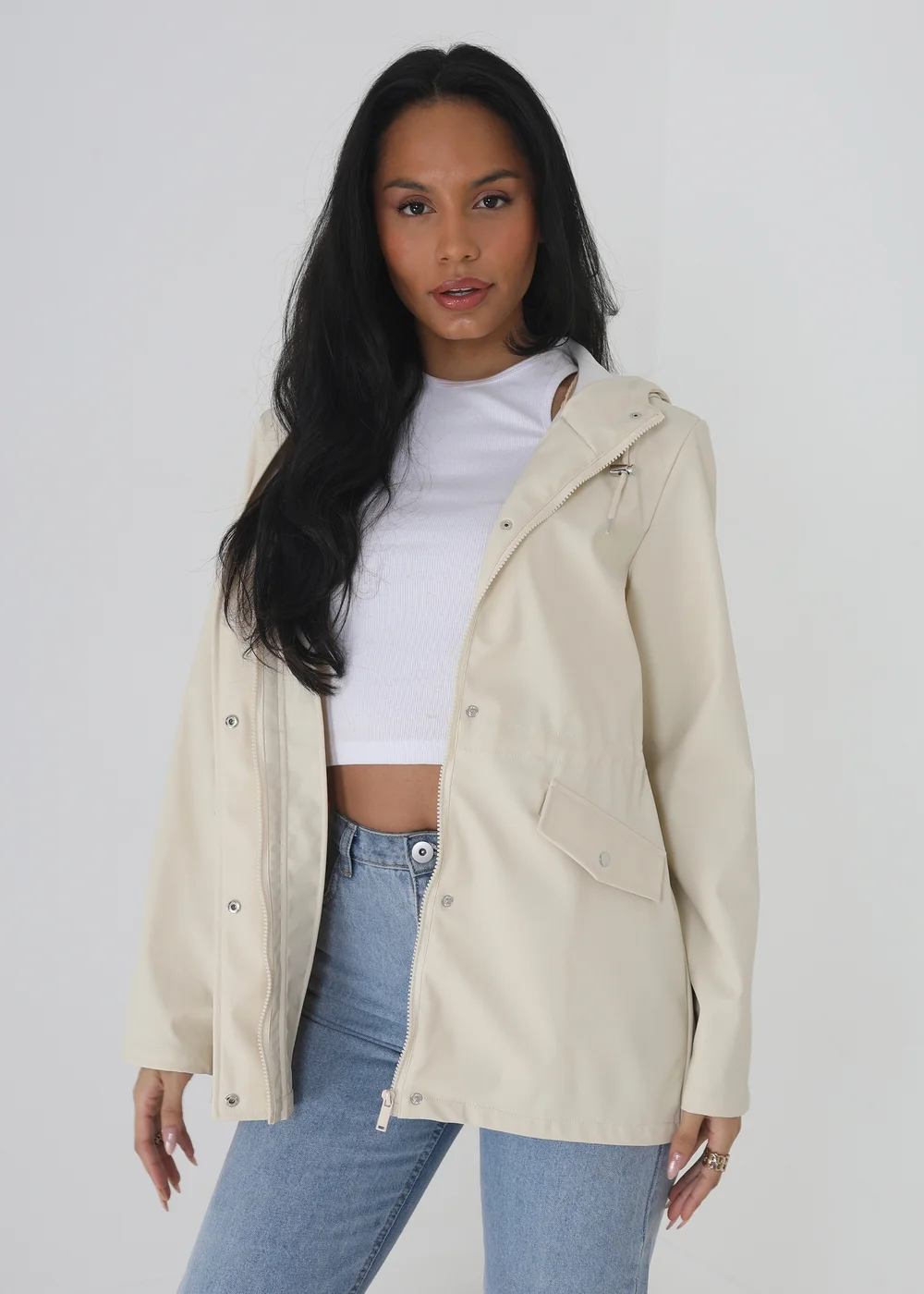 Brave Soul Cream Hooded Rain Mac - 8 Image 3
