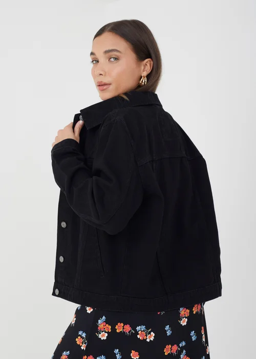 Brave Soul Black Blooms Western Style Denim Jacket - 8 Image 2