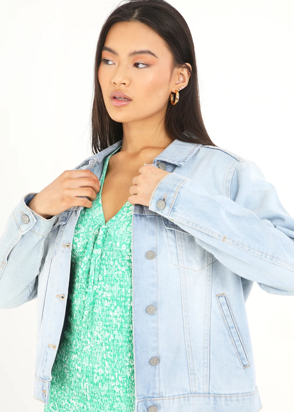 Brave Soul Light Blue Blooms Western Style Denim Jacket - 8 Image 3