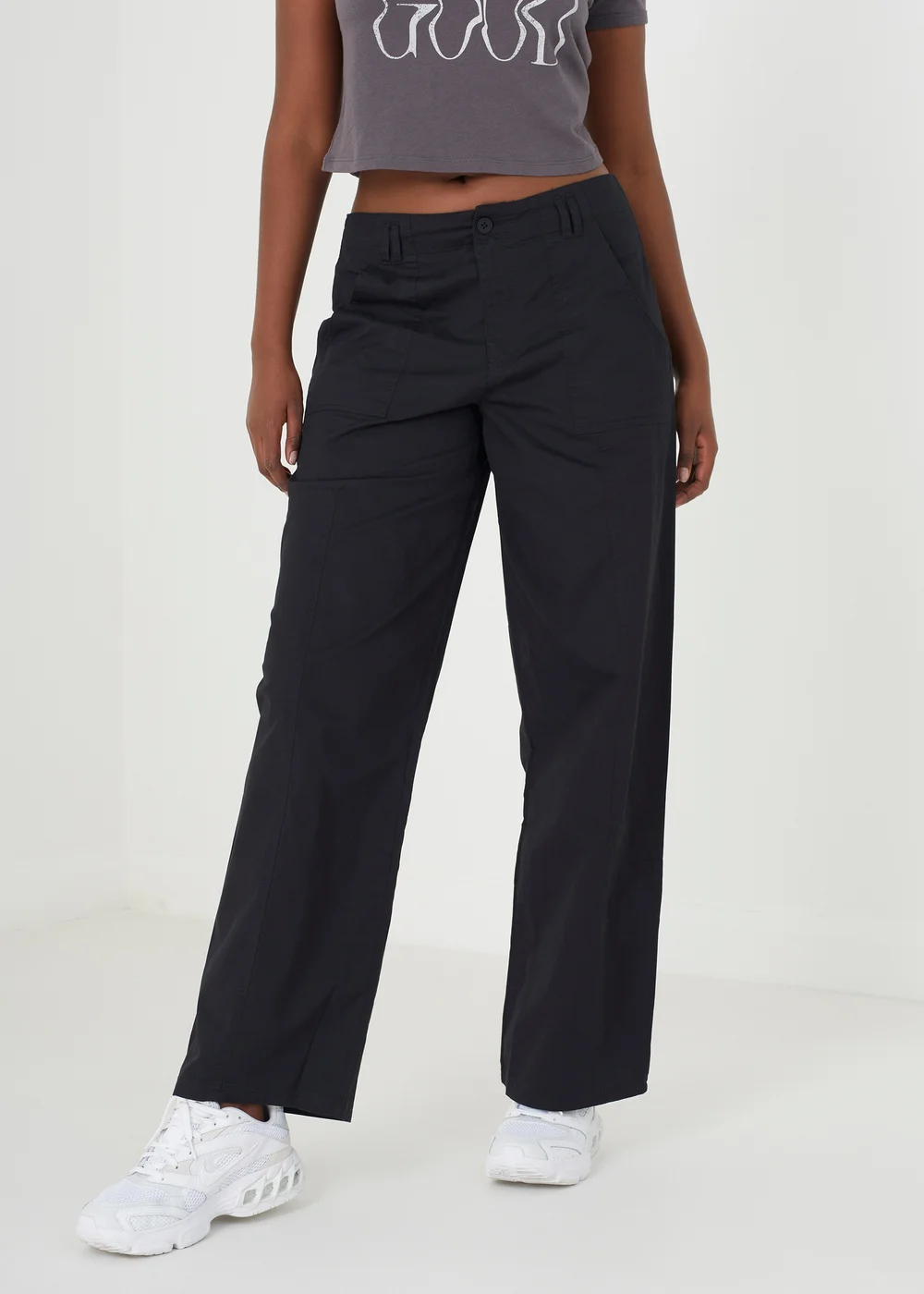 Brave Soul Black Straight Fit Utility Cargo Trousers - XS Image 1
