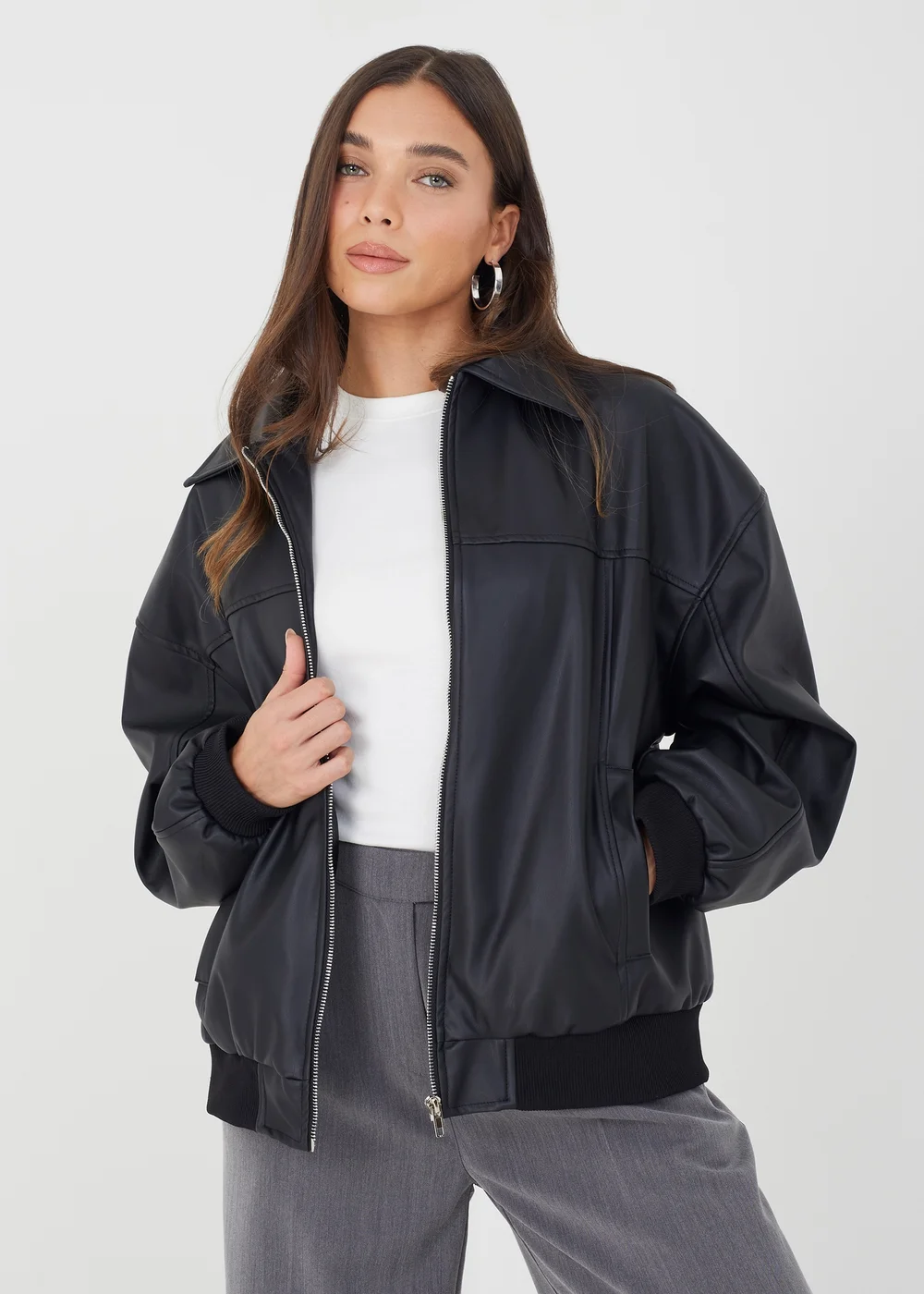 Brave Soul Black Zip Through PU Jacket - 8 Image 1