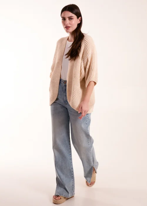 Blue Vanilla Beige Knitted Mid Length Cardigan - One Size Image 4