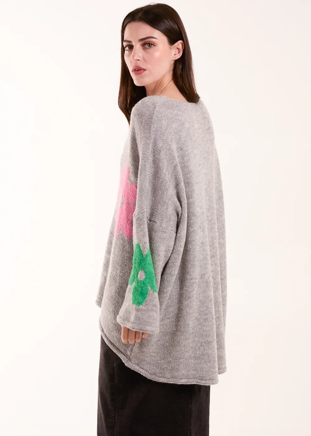 Blue Vanilla Grey Multi Coloured Daisy Flower Print Jumper - One Size Image 2