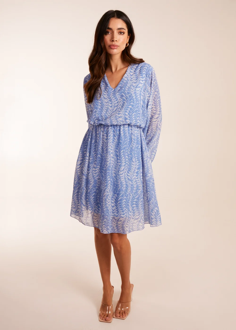 Blue Vanilla Blue V Neck Chiffon Mini Dress - S Image 4