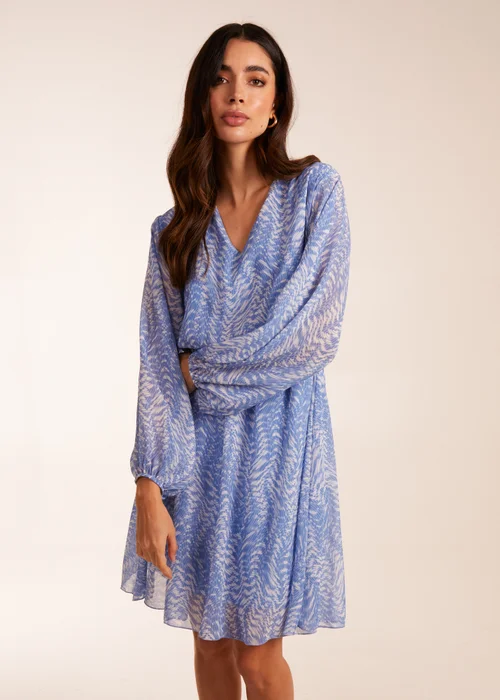 Blue Vanilla Blue V Neck Chiffon Mini Dress - S Image 1