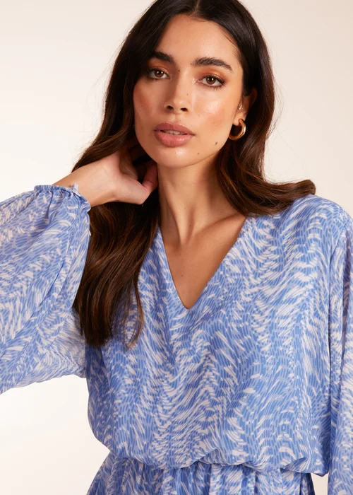 Blue Vanilla Blue V Neck Chiffon Mini Dress - S Image 3