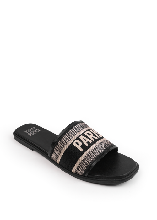 Where's That From Black PU Candour Textile Strap Sandals - 3 Image 1