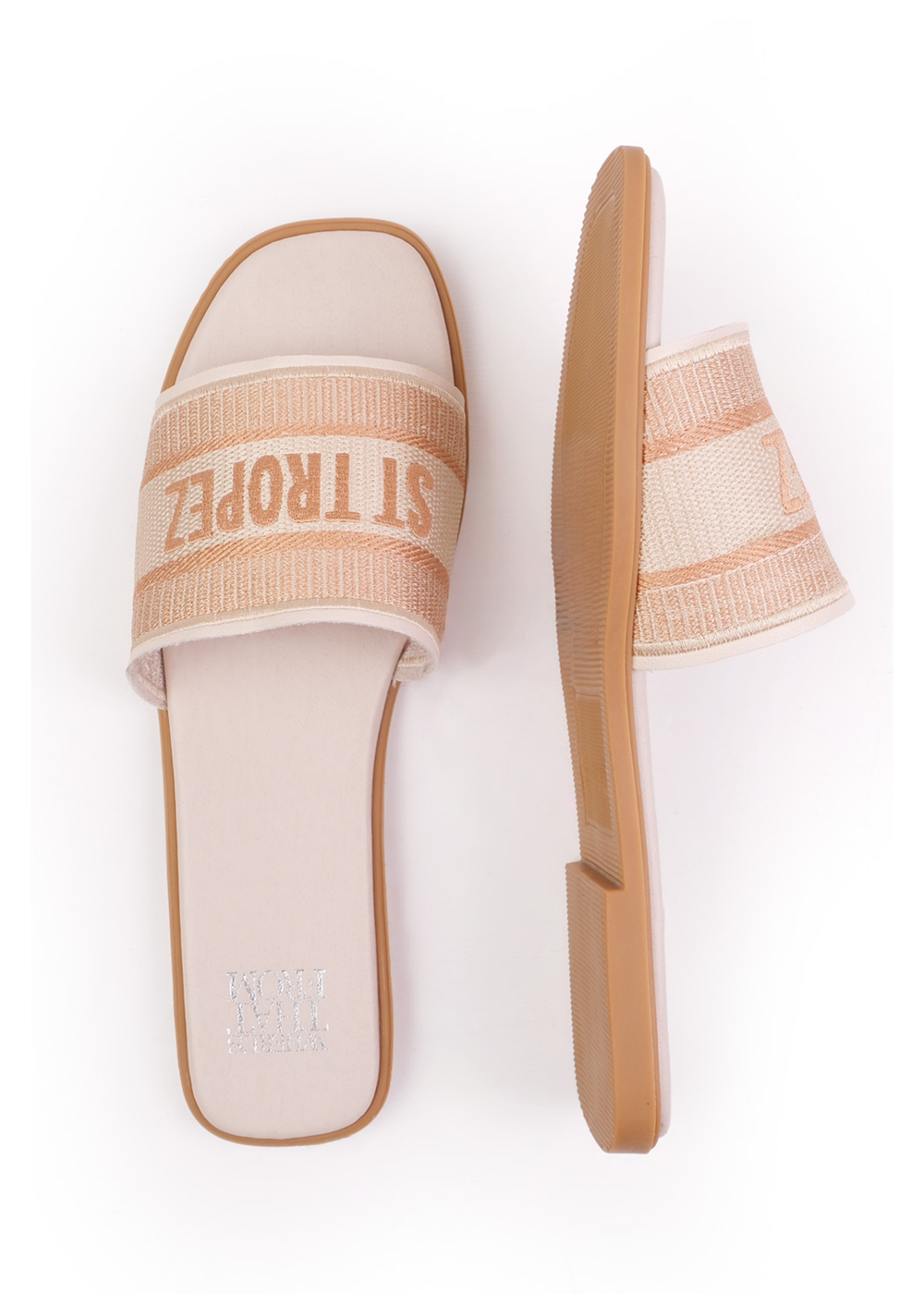 Where's That From Cream PU Candour Textile Strap Sandals - 3 Image 2