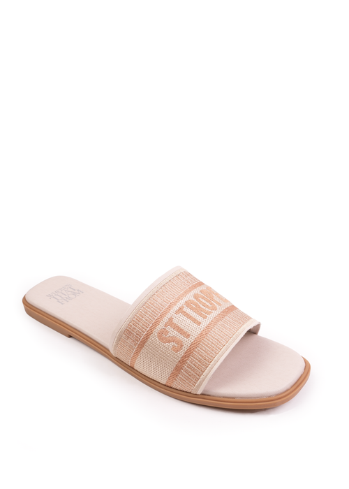 Where's That From Cream PU Candour Textile Strap Sandals - 3 Image 1