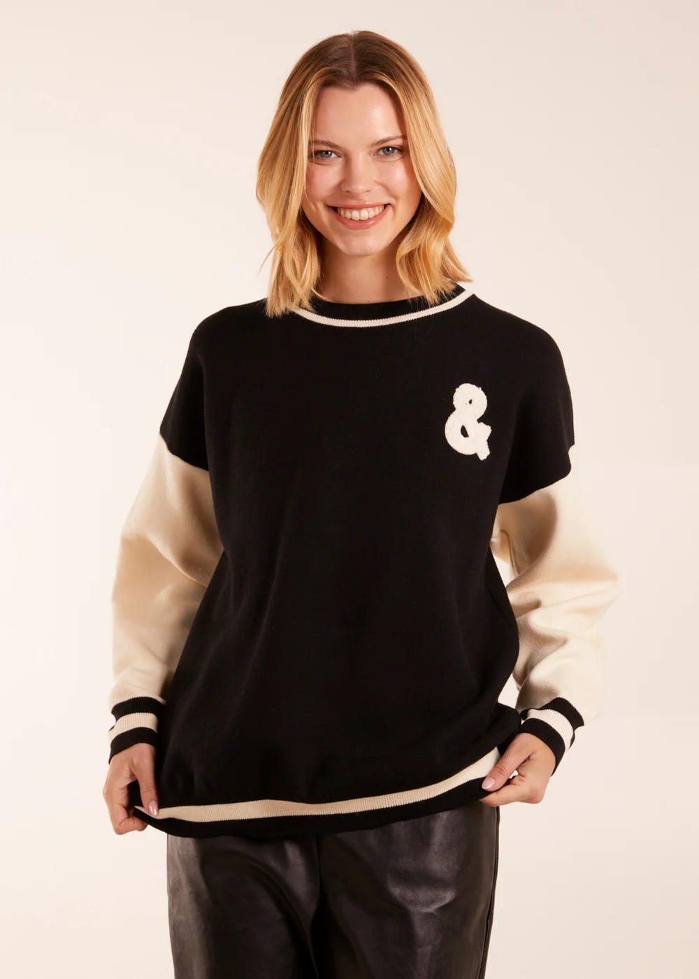 Blue Vanilla Black Rock & Roll Slogan Round Neck Sweatshirt - One Size Image 1