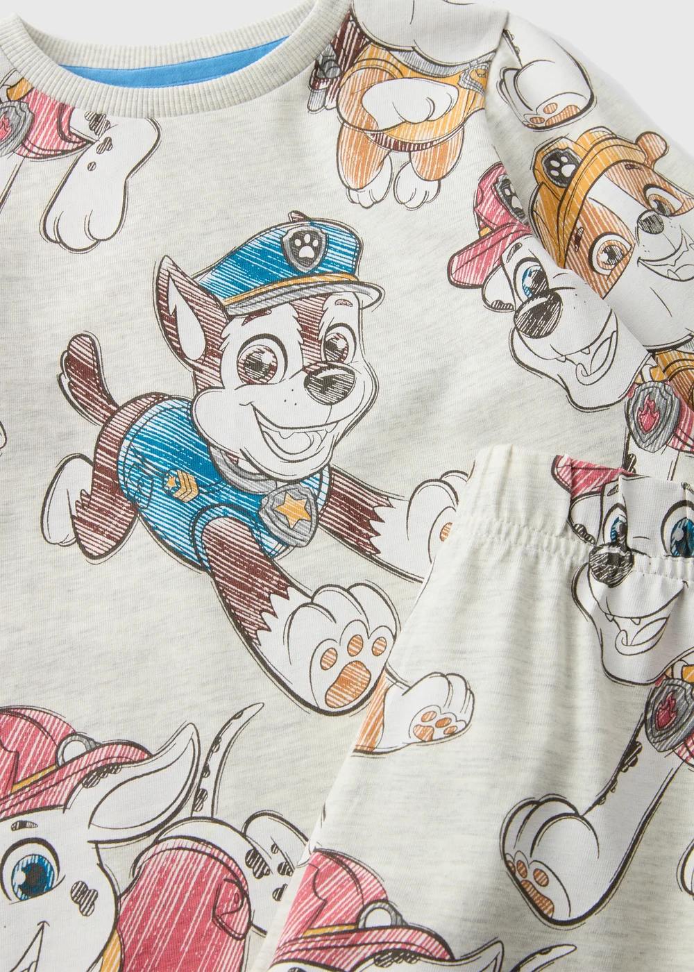 Paw Patrol Kids Oatmeal Sketch Top & Bottom Pyjama Set (1-7yrs) - Age 2 - 3 Years Image 2