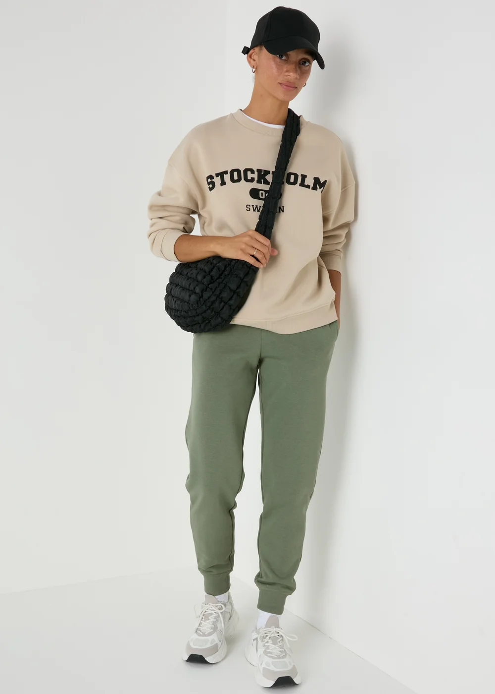 Khaki Tapered Jogging Bottoms - Small Image 3