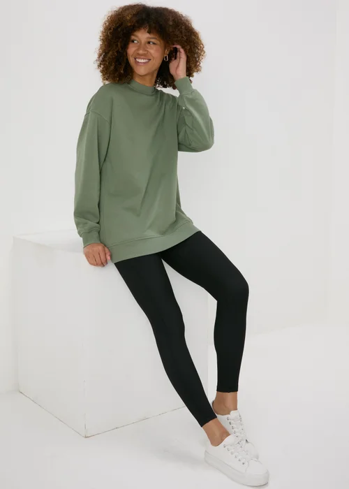 Khaki Longline Sweatshirt - S Image 1