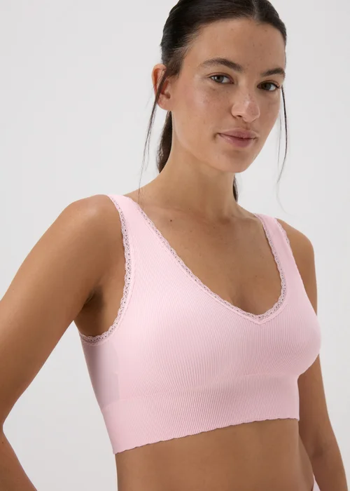 2 Pack Seamless Navy & Pink Crop Top Bras - S Image 1
