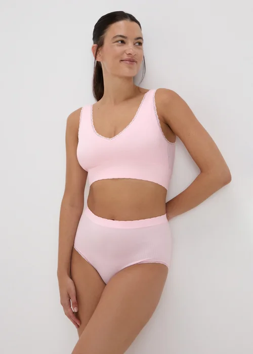 2 Pack Seamless Navy & Pink Crop Top Bras - S Image 3