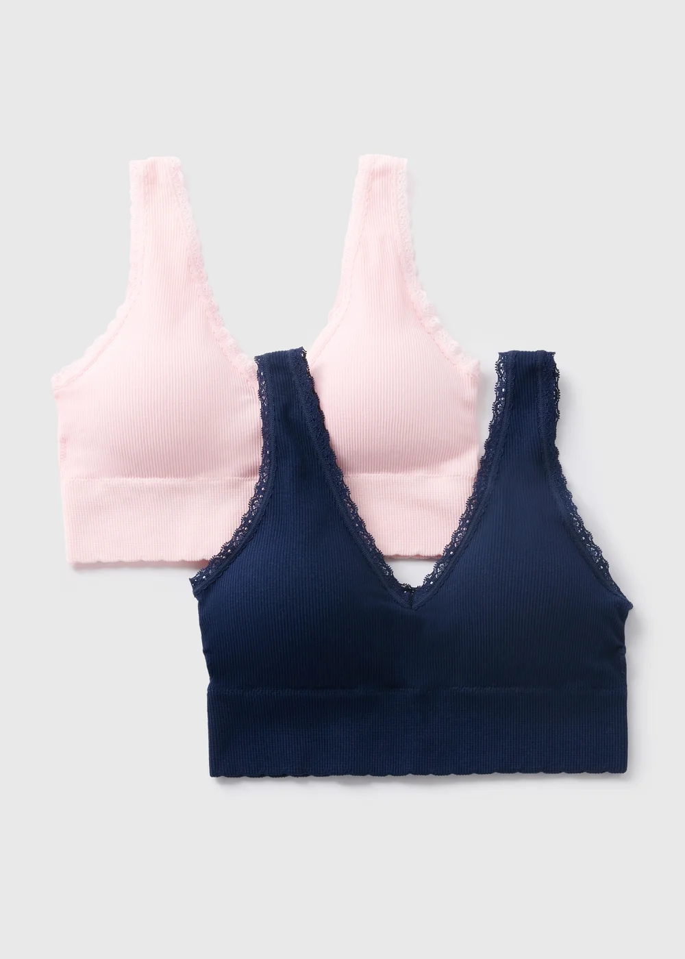 2 Pack Seamless Navy & Pink Crop Top Bras - S Image 4