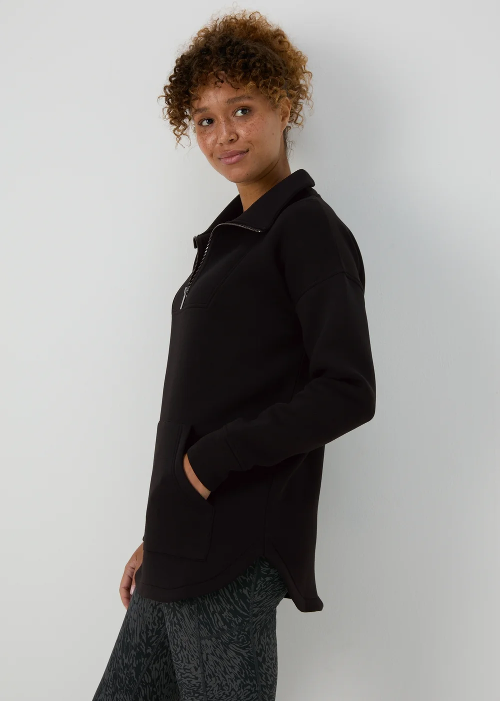Souluxe Black Scuba Half Zip Top - S Image 1
