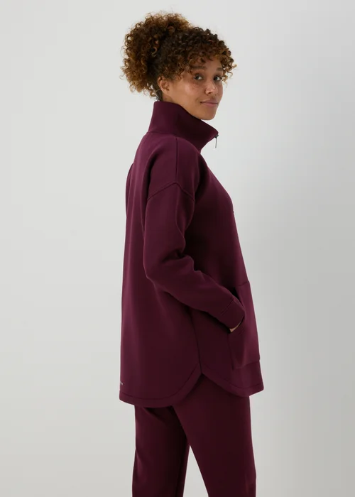 Souluxe Burgundy Scuba Half Zip Top - S Image 2