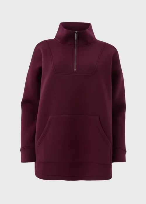 Souluxe Burgundy Scuba Half Zip Top - S Image 5