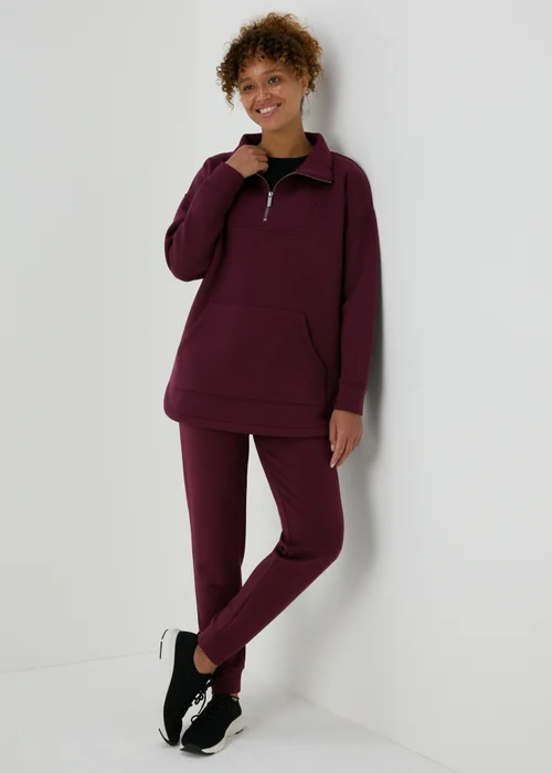 Souluxe Burgundy Scuba Half Zip Top - S Image 4