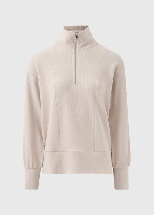 Souluxe Stone Ribbed Half Zip Jumper - S Image 4