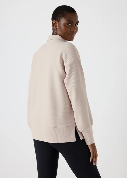Souluxe Stone Ribbed Half Zip Jumper - S Image 2