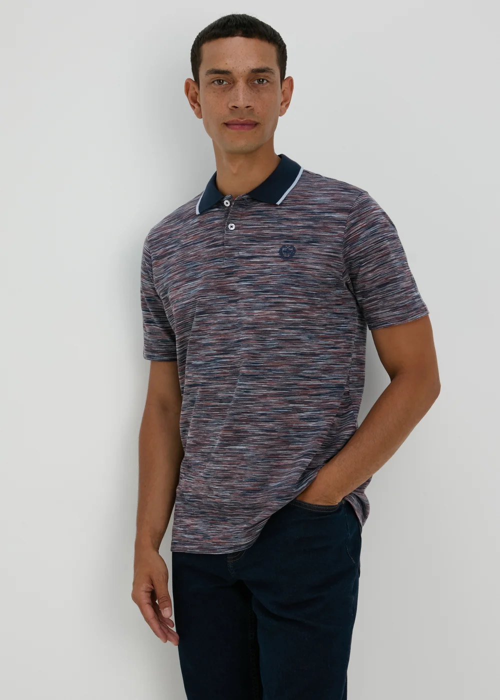 Multicolour Space Dye Polo Shirt - S Image 1