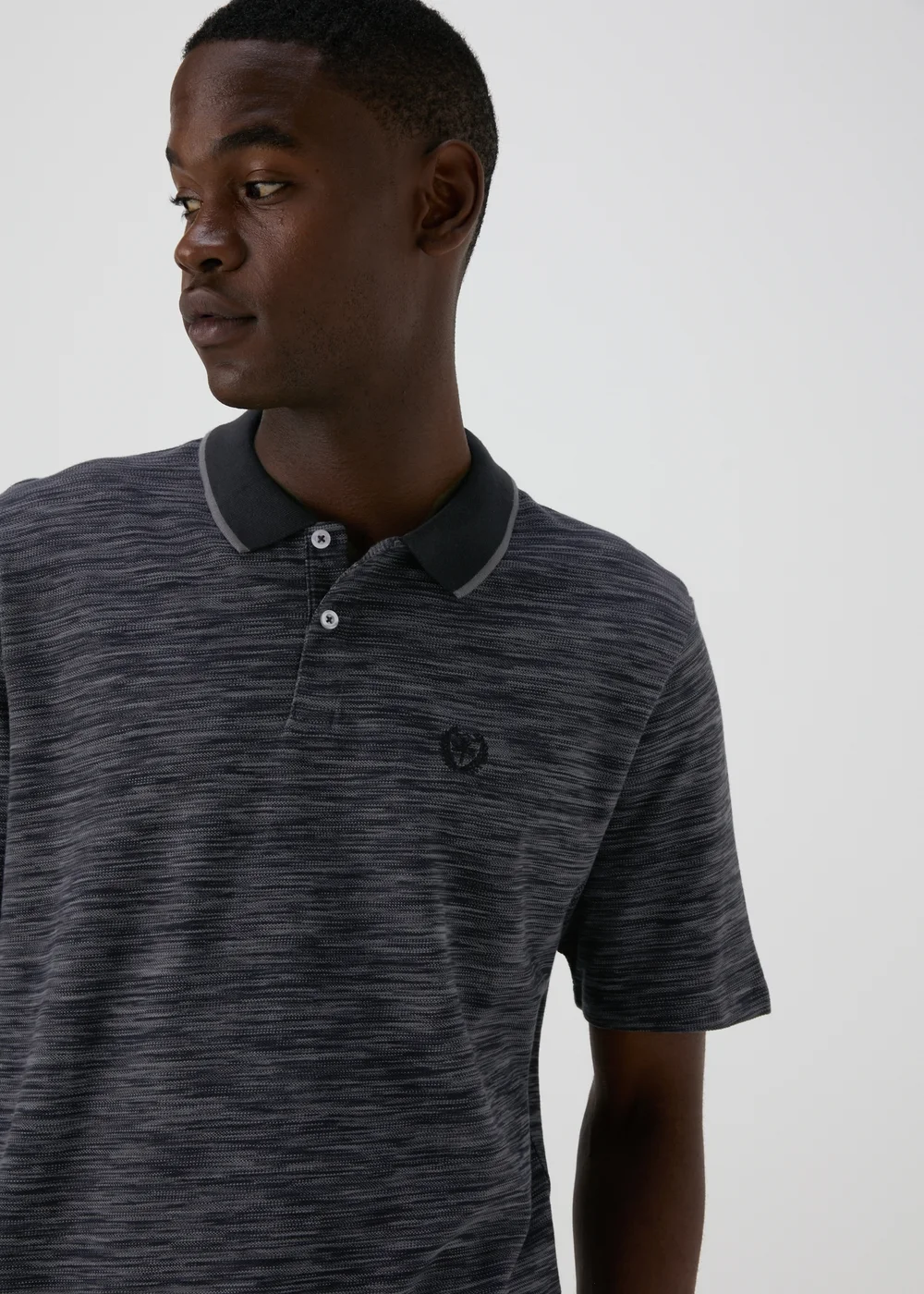 Black Space Dye Polo Shirt - S Image 3