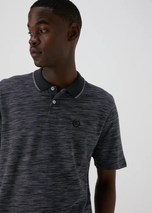 Black Space Dye Polo Shirt - S Image 3